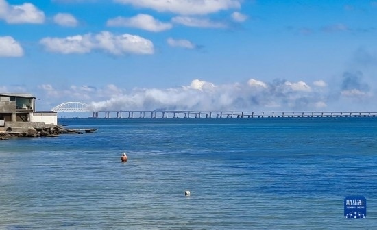 這是8月12日拍攝的克里米亞大橋。新華社/塔斯社