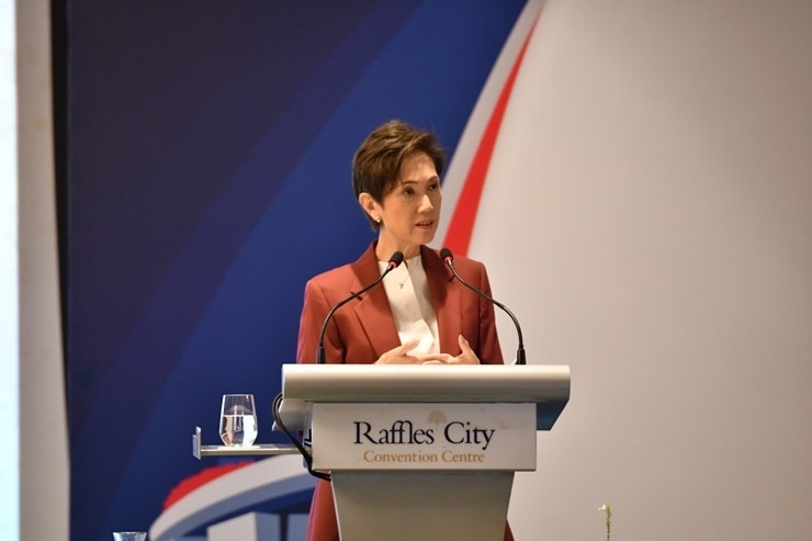 新加坡通訊及新聞部長兼內(nèi)政部第二部長楊莉明。新加坡南洋理工大學供圖