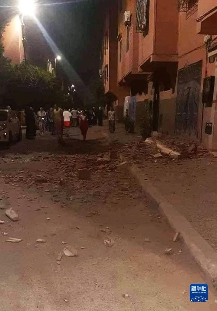 這是9月9日在摩洛哥南部城市馬拉喀什拍攝的震后景象。新華社發(fā)