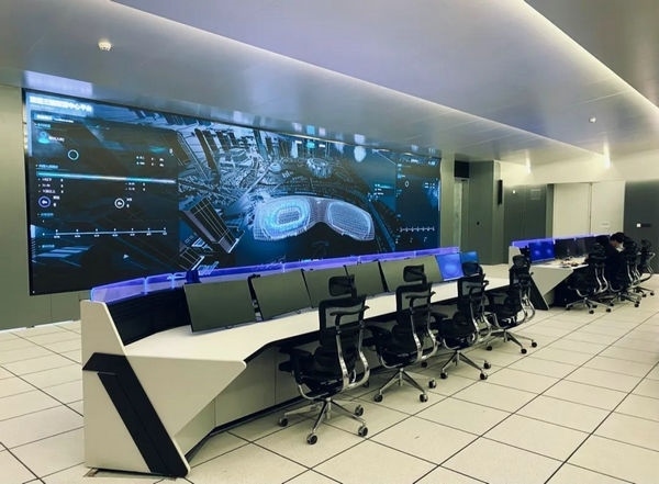 杭州奧體中心游泳館內(nèi)智慧可視化平臺。 圖片來源：場館建設(shè)方