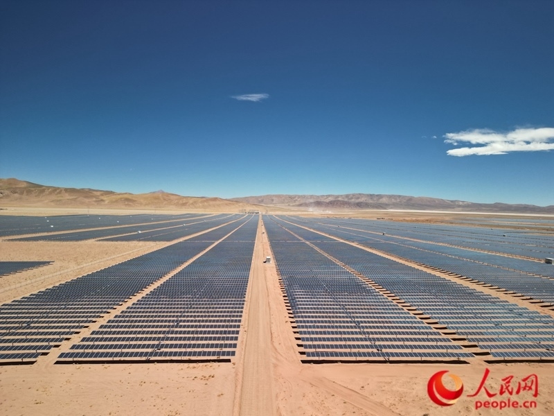 高查瑞光伏電站次第排開的光伏板（局部）。人民網記者 張若涵攝