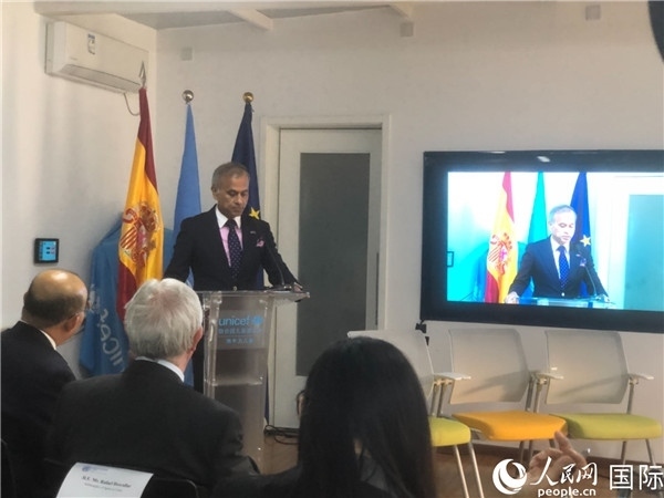 聯(lián)合國駐華協(xié)調(diào)員常啟德在研討會上致辭。 人民網(wǎng)記者 趙健攝