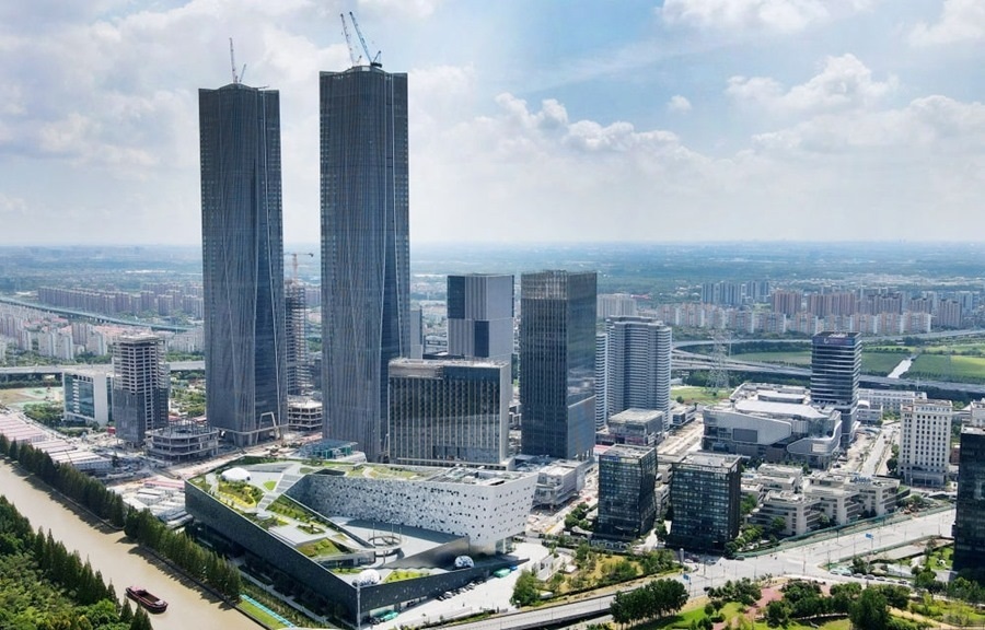 位于上海浦東新區(qū)的張江科學會堂（前）（2023年9月10日攝，無人機照片）。