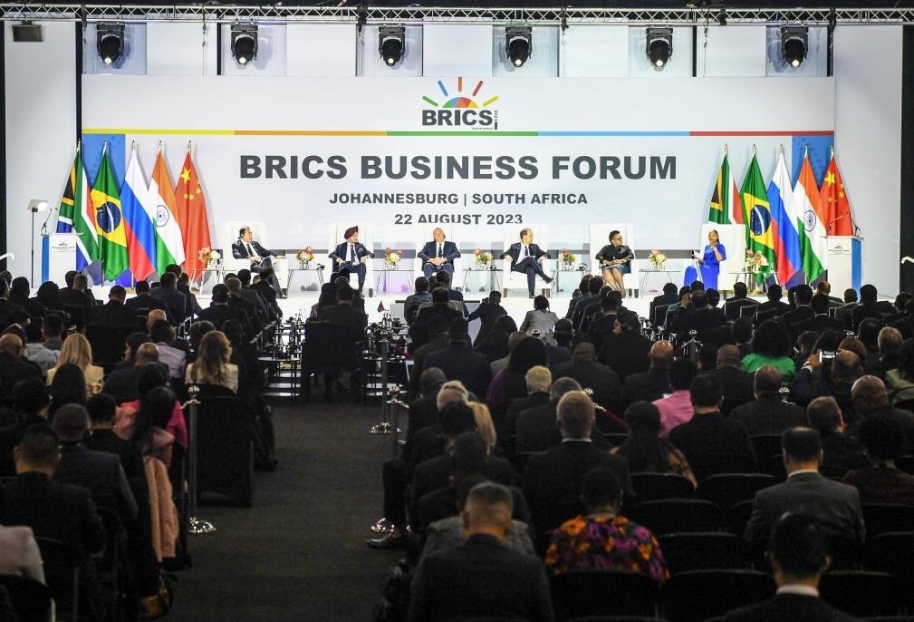 這是8月22日在南非約翰內(nèi)斯堡拍攝的金磚國(guó)家工商論壇現(xiàn)場(chǎng)。新華社記者李亞輝攝