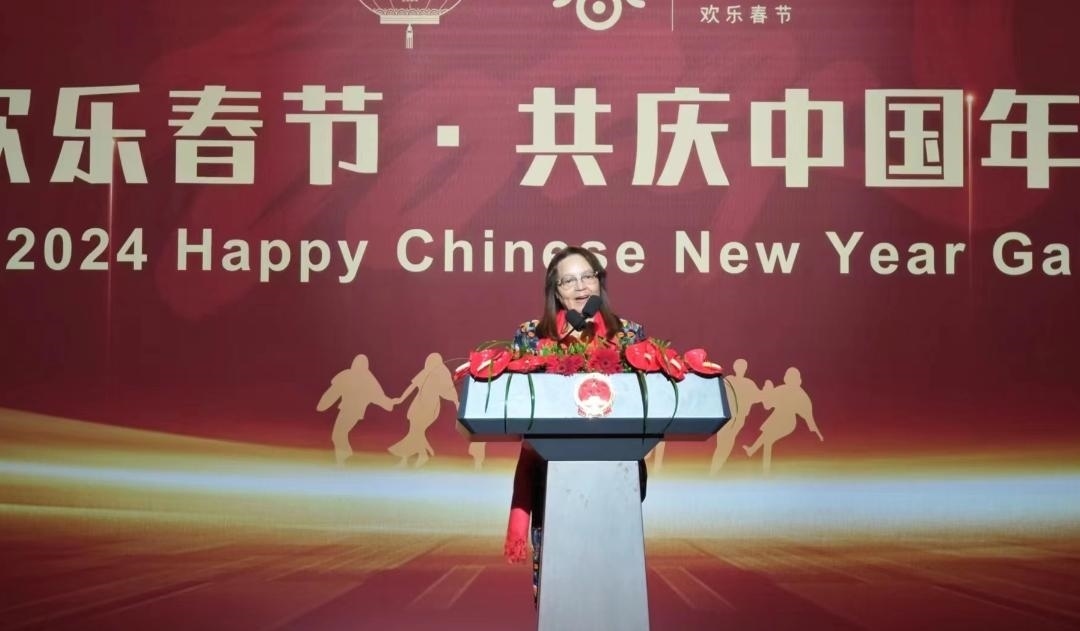 南非旅游部長德利萊女士致辭。中國駐南非大使館供圖