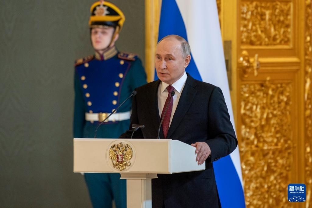 3月20日，俄羅斯總統(tǒng)普京在莫斯科克里姆林宮與其競選團隊代表舉行見面會。新華社記者 曹陽 攝