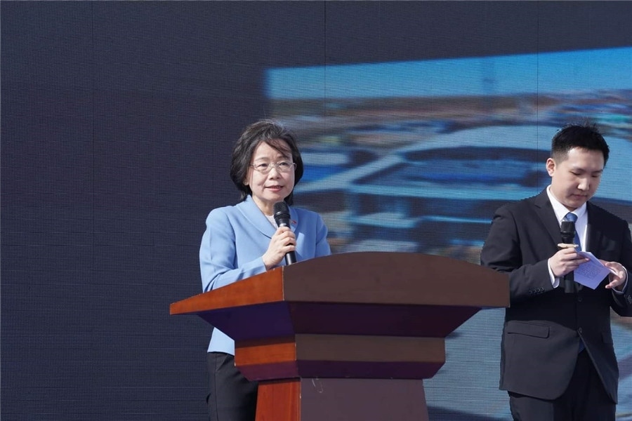 3月24日，沈敏娟大使致辭。駐蒙古使館供圖