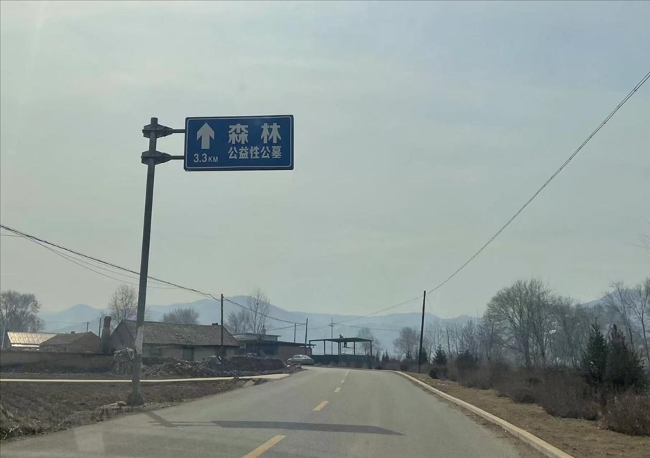 通往森林紀(jì)念園公墓的路上，指示牌標(biāo)注“公益性公墓”  （白杰戈攝）