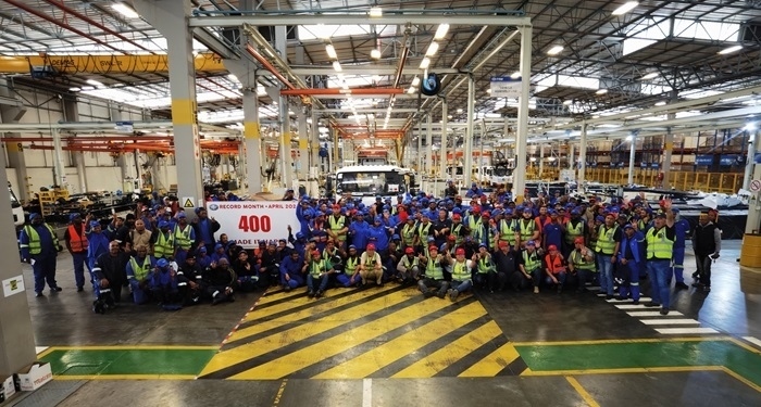 一汽南非庫哈工廠單月產(chǎn)量破400輛。圖片來源：一汽解放