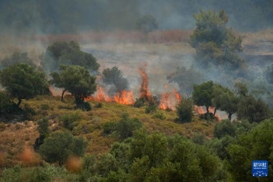 6月12日，以色列北部加利利地區(qū)遭受火箭彈襲擊后冒出滾滾濃煙。新華社發(fā)（阿亞爾·馬戈林?jǐn)z/基尼圖片社）