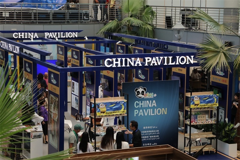 中國聯(lián)合展臺亮相阿拉伯廣播電視節(jié)。主辦方供圖