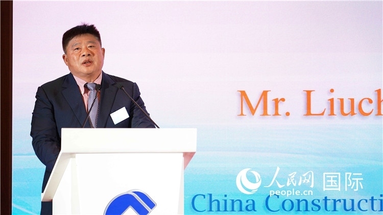 中國建設(shè)銀行國際部副總經(jīng)理岳留昌發(fā)言。 人民網(wǎng) 張茜 攝