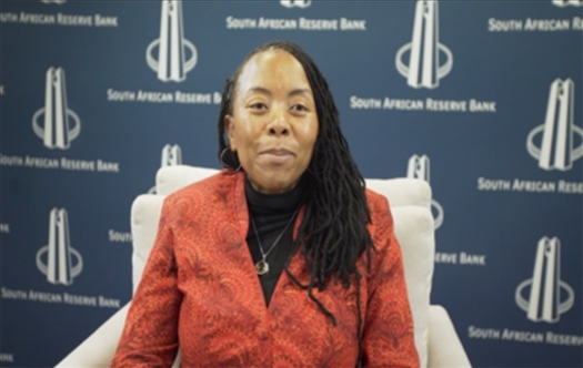 南非儲備銀行副行長、審慎監(jiān)管局首席執(zhí)行官芬迪?查齊巴納視頻發(fā)言。（中國建設(shè)銀行約翰內(nèi)斯堡分行供圖）