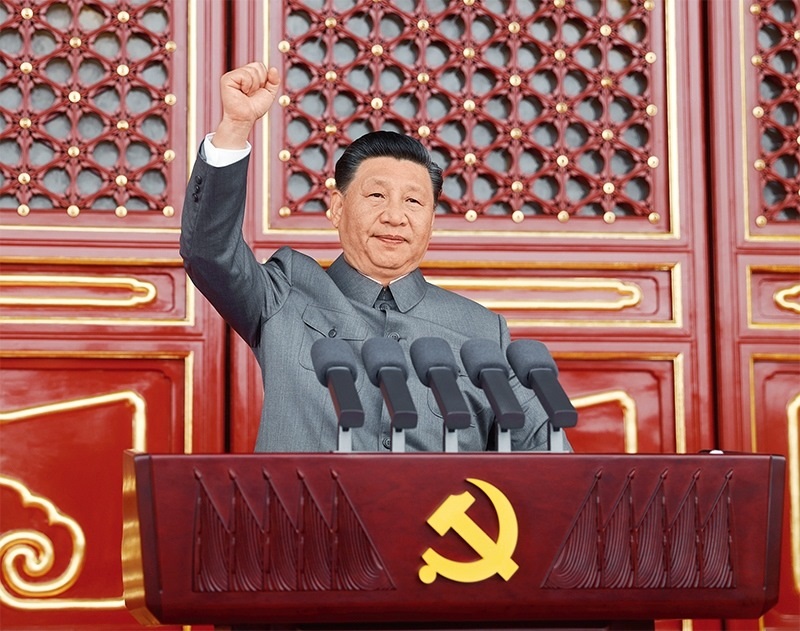 2021年7月1日，慶祝中國共產(chǎn)黨成立100周年大會在北京天安門廣場隆重舉行。中共中央總書記、國家主席、中央軍委主席習(xí)近平發(fā)表重要講話。 新華社記者 鞠鵬/攝