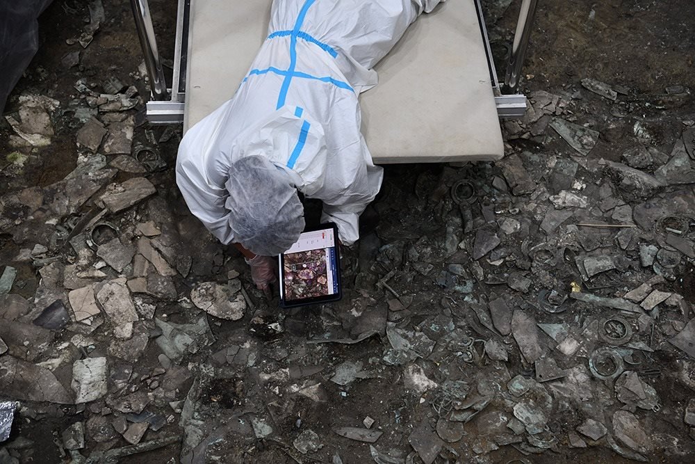 2022年6月28日，四川德陽，三星堆7號祭祀坑發(fā)掘現(xiàn)場。