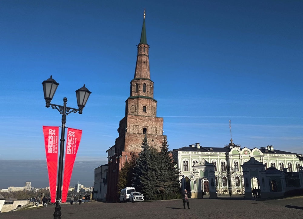 這是2024年10月20日拍攝的俄羅斯喀山克里姆林宮一景。新華社記者 丁海濤 攝