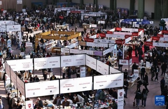 4月11日，人們?cè)诜▏屠璐蠡蕦m參加2025巴黎書展。新華社記者 高靜 攝