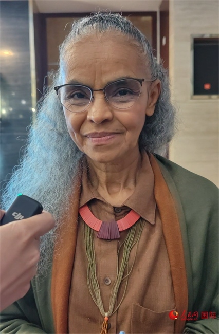 巴西環(huán)境與氣候部部長瑪麗娜·席爾瓦接受人民網(wǎng)采訪。人民網(wǎng)記者 符園園攝