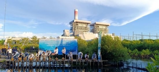 5月18日，中印尼嘉賓在爪哇7號燃煤電站舉行紅樹林補植儀式。記者 曹凱 攝